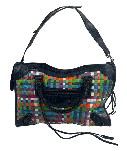 City, 620&euro;, Bolso, Azul/Blanco/Naranja, Animal - Piel, Vista frontal