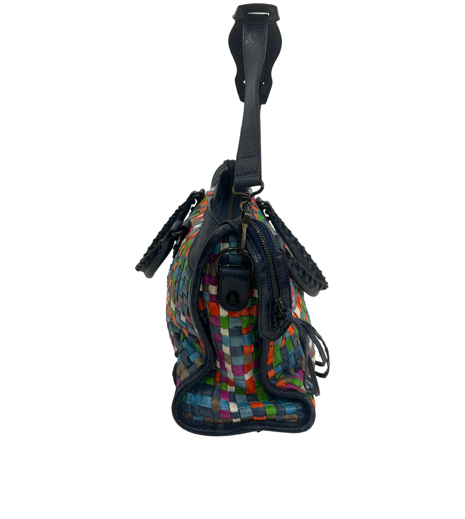 City, 620&euro;, Bolso, Azul/Blanco/Naranja, Animal - Piel, Vista inferior