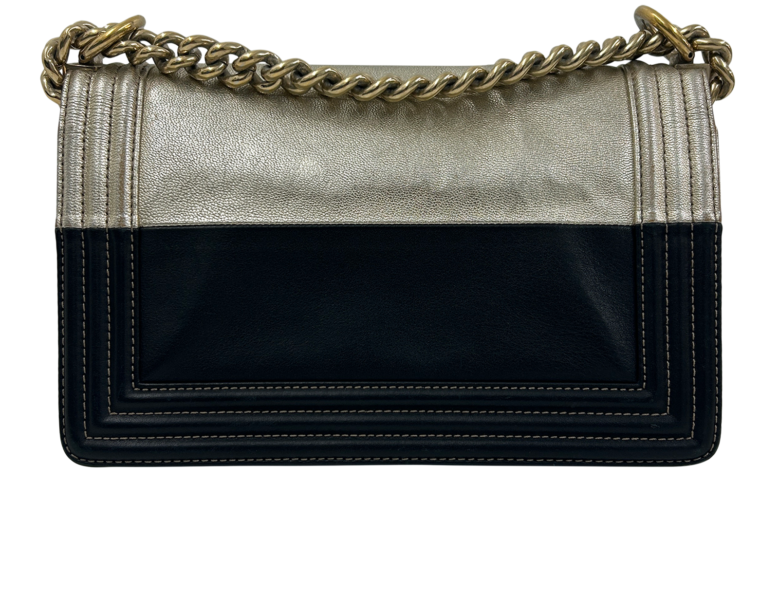 Boy Bag, 1.800&euro;, Bolso, Negro/Oro, Animal - Piel, Vista trasera