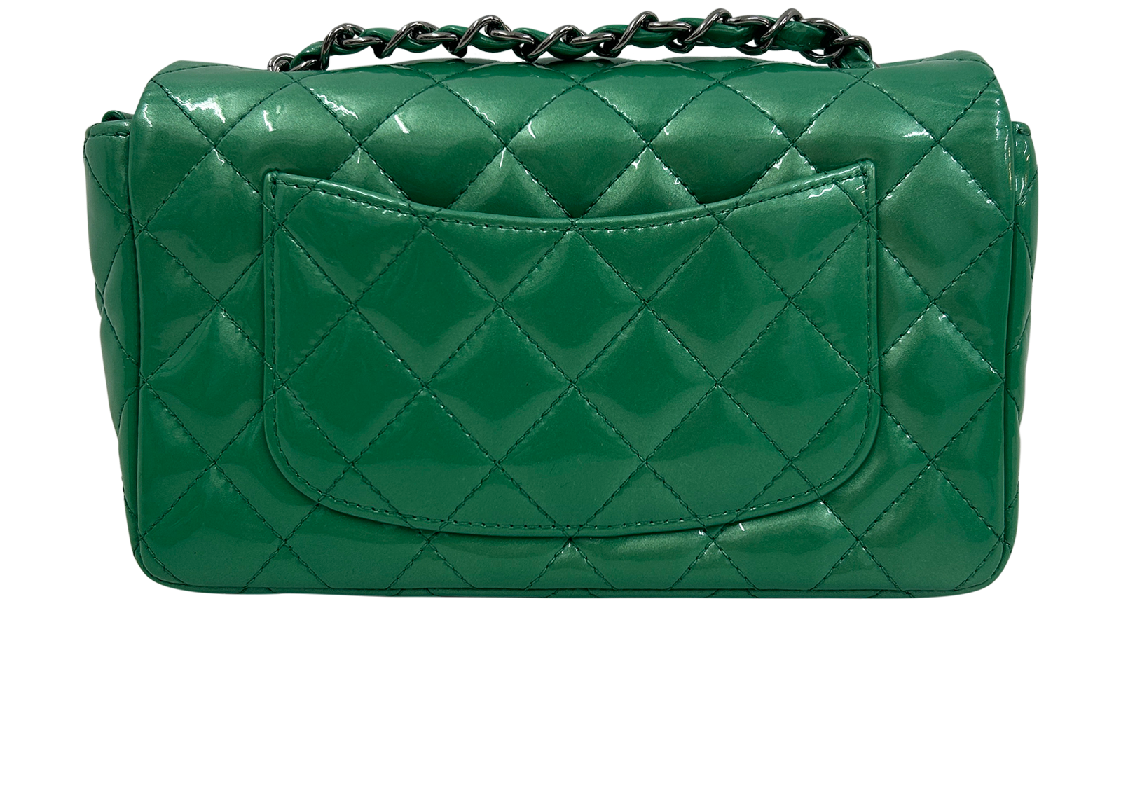Classic Small Single Flap, 3.400&euro;, Bolso, Verde, Cuero - Charol, Vista trasera