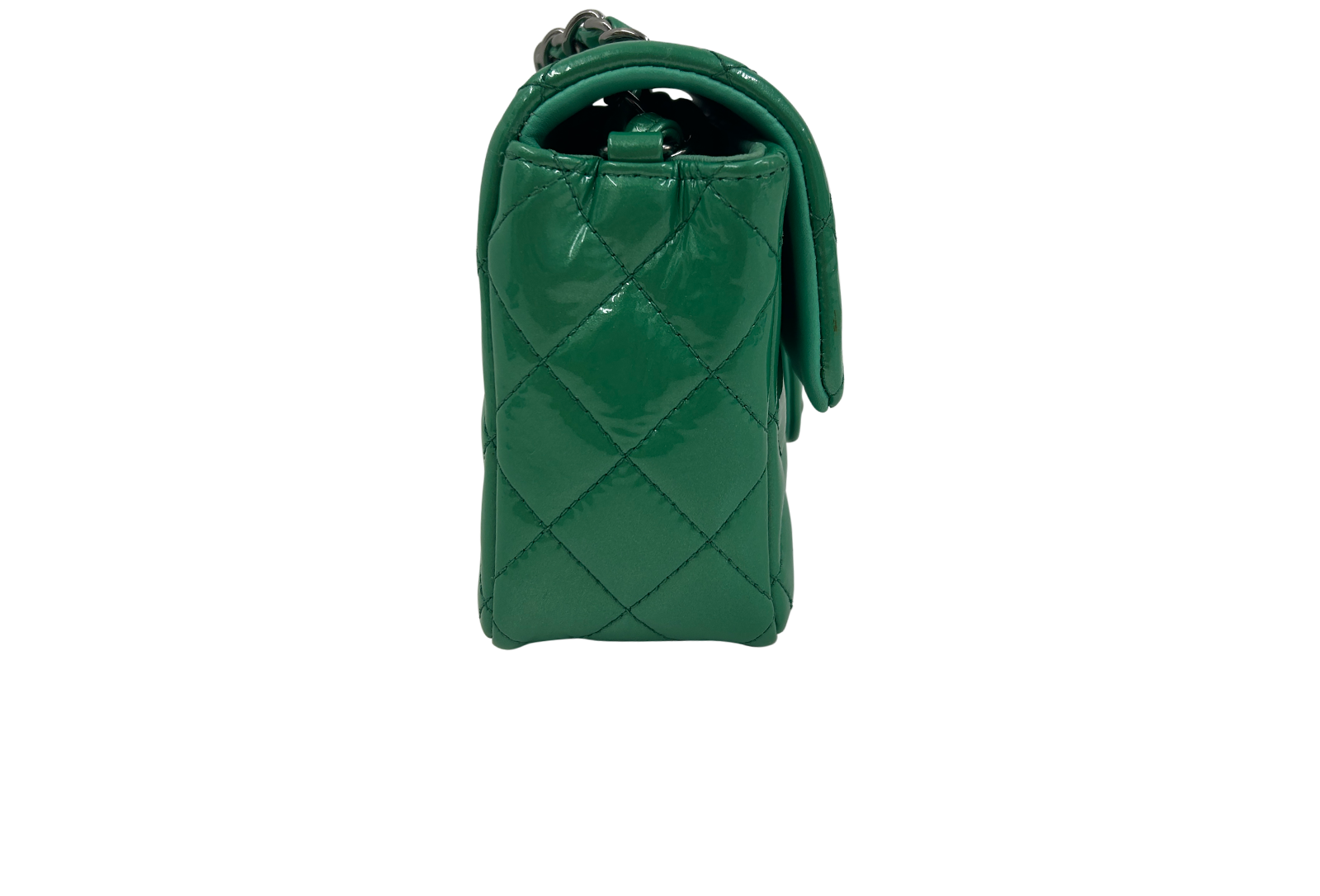 Classic Small Single Flap, 3.400&euro;, Bolso, Verde, Cuero - Charol, Vista lateral