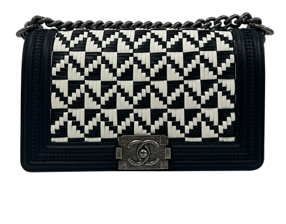 Boy Bag, 2.900&euro;, Bolso, Blanco/Negro, Animal - Piel, Vista frontal