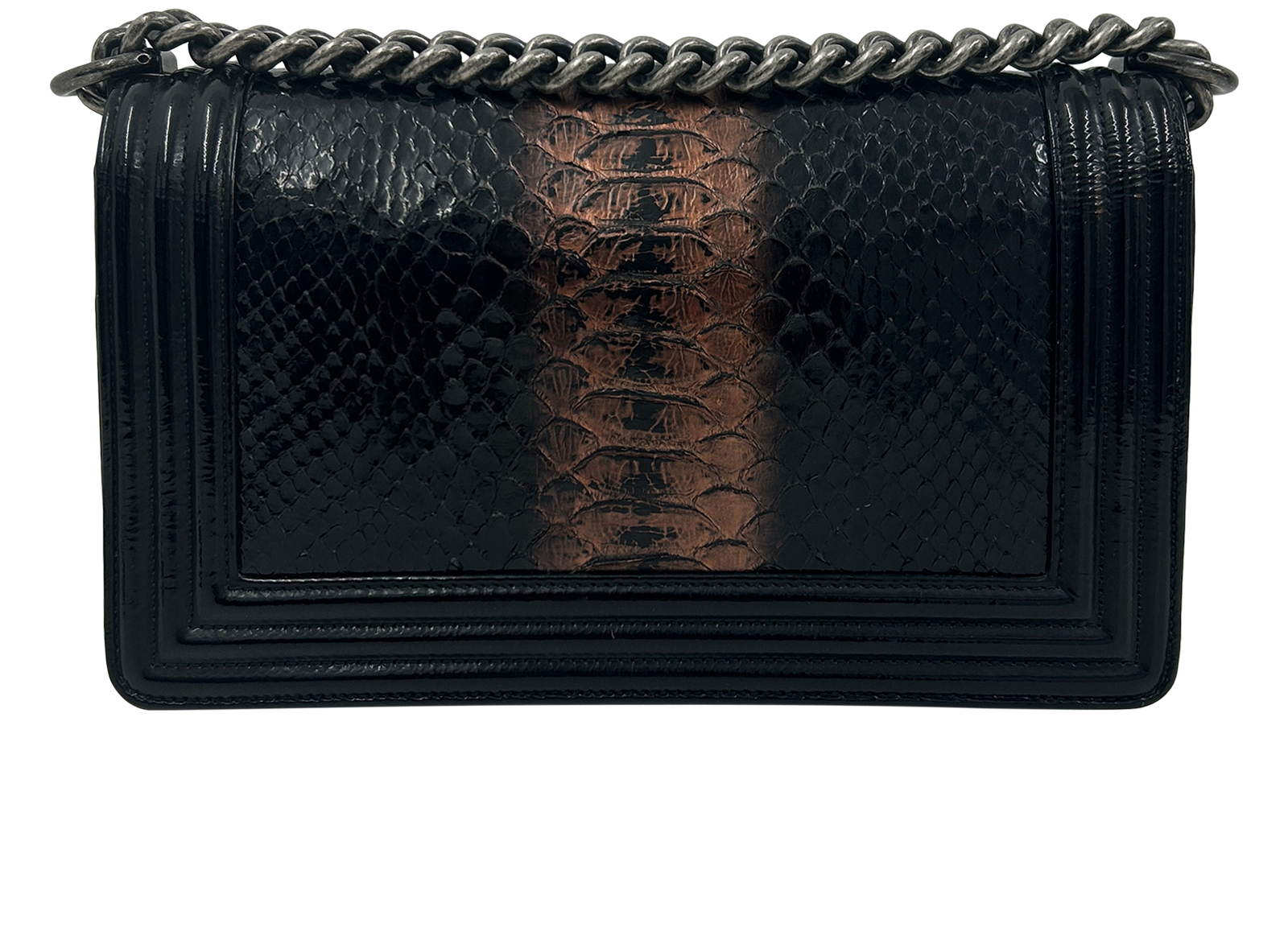 Boy Bag, 3.000&euro;, Bolso, Marrón/Negro, Animal - Pitón, Vista trasera