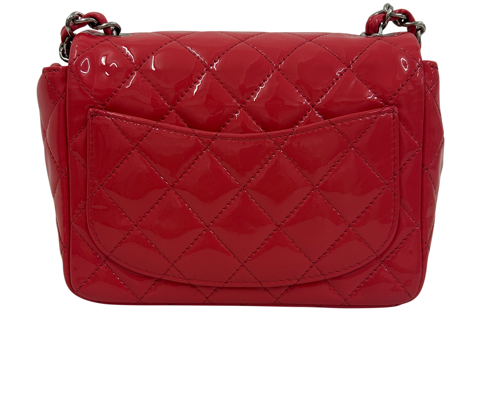Classic Mini Single Flap, 2.100&euro;, Bolso, Rosa, Cuero - Charol, Vista trasera