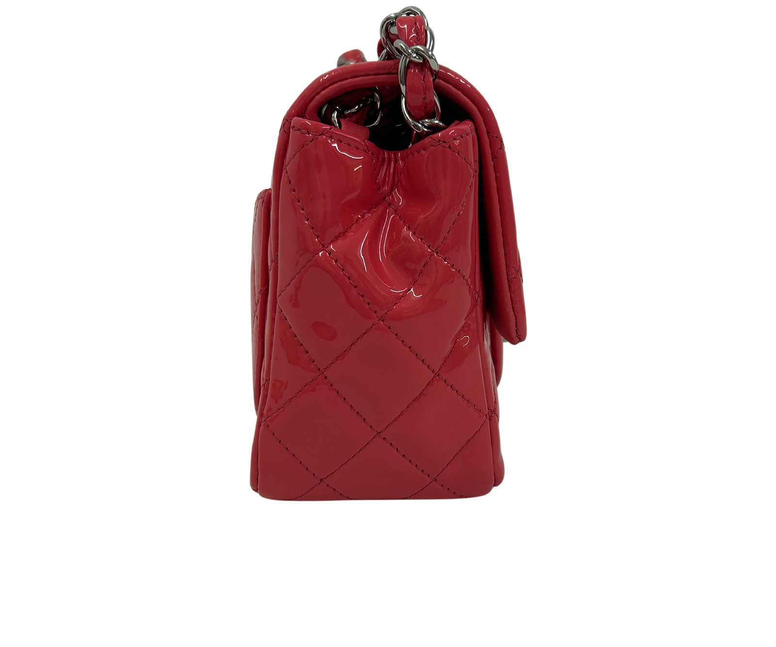Classic Mini Single Flap, 2.100&euro;, Bolso, Rosa, Cuero - Charol, Vista lateral