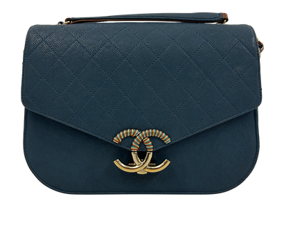 Cuba Around Flap, 2.100&euro;, Bolso, Azul, Cuero - Caviar, Vista frontal