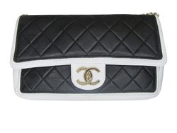 Chanel Flap Vintage, Piel, Blanco/Negro, 3, Box, DB, 17940087
