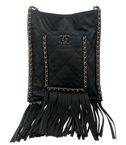 Bandolera Fringe Chain Around, 4.860&euro;, Bolso, Negro, Animal - Piel, Vista frontal