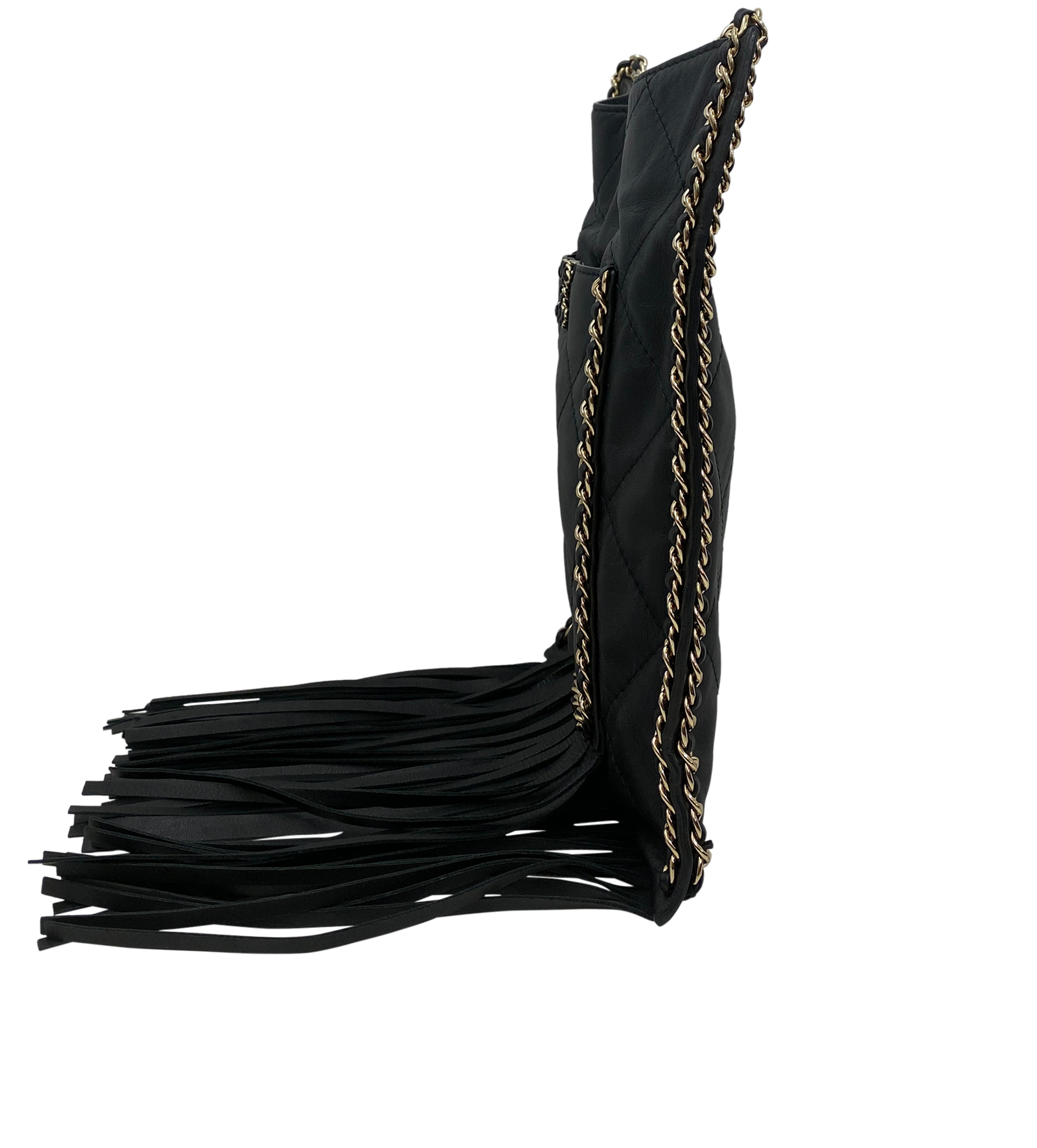 Bandolera Fringe Chain Around, 4.860&euro;, Bolso, Negro, Animal - Piel, Vista inferior