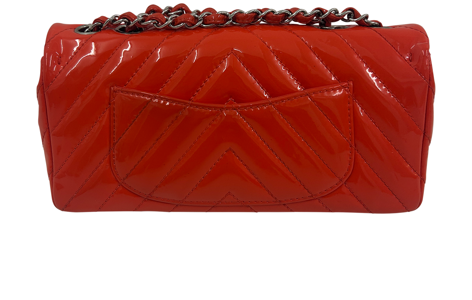 Chevron, 2.100&euro;, Bolso, Naranja, Cuero - Charol, Vista trasera