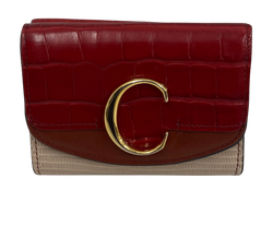 Chloe Billetera, Piel Ef. Croc, Rojo/Beige, 4, Box, DB