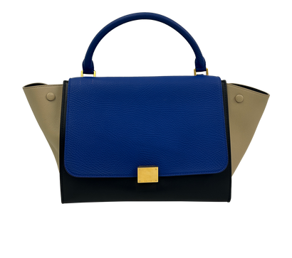 Trapeze con Correa, 620&euro;, Bolso, Azul/Beige/Negro, Animal - Piel, Vista frontal