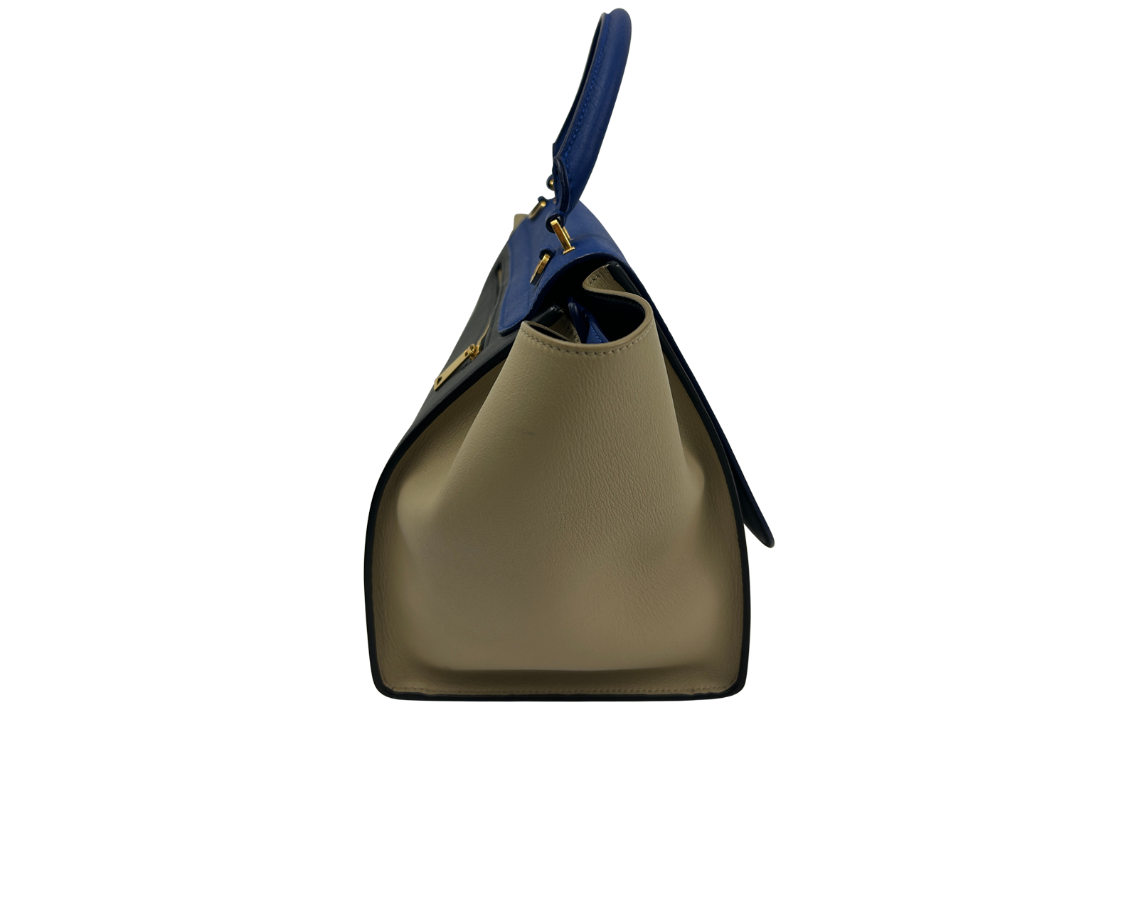 Trapeze con Correa, 620&euro;, Bolso, Azul/Beige/Negro, Animal - Piel, Vista lateral