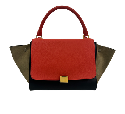 Trapeze Mediano, 650&euro;, Bolso, Beige/Negro/Rojo, Animal - Piel/Cuero - Ante, Vista frontal