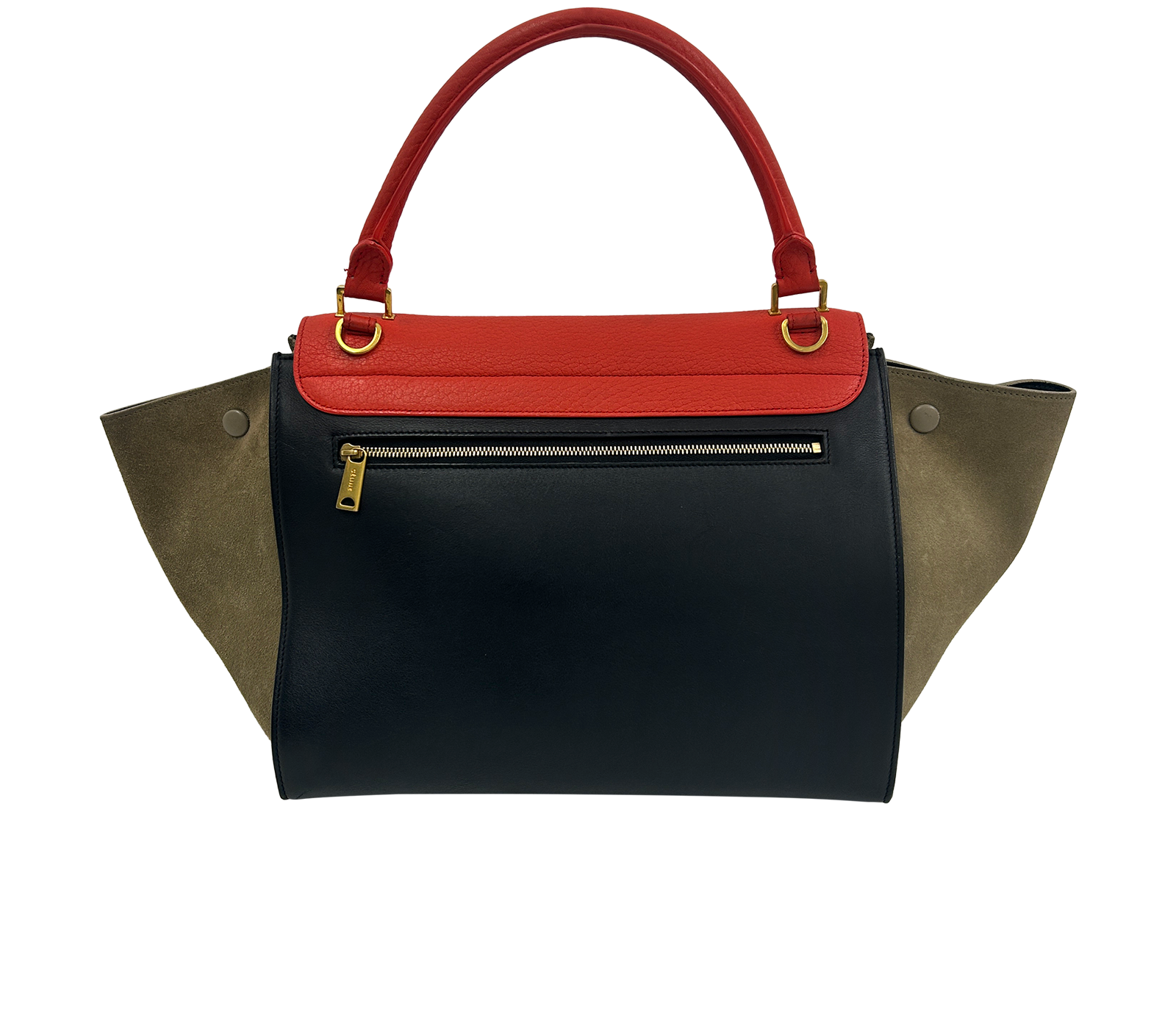 Trapeze Mediano, 650&euro;, Bolso, Beige/Negro/Rojo, Animal - Piel/Cuero - Ante, Vista trasera