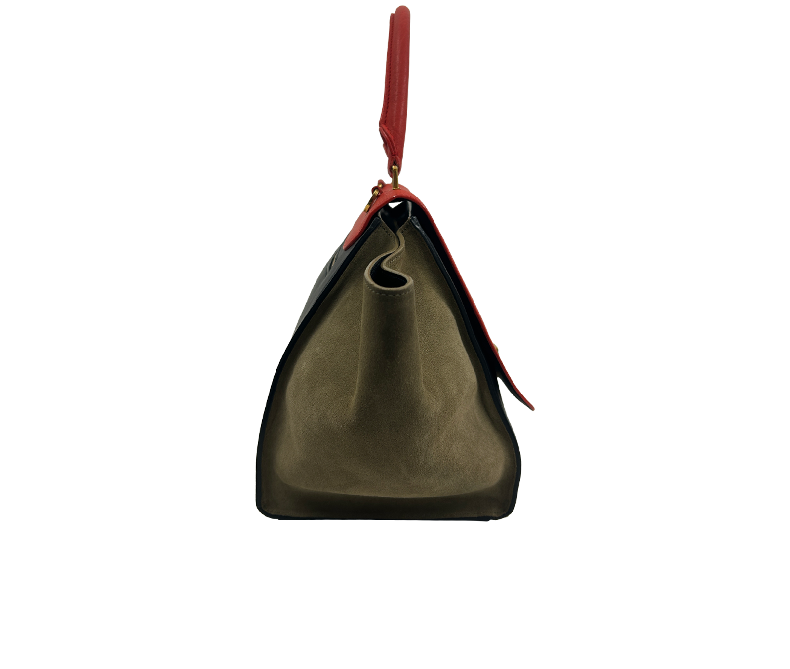 Trapeze Mediano, 650&euro;, Bolso, Beige/Negro/Rojo, Animal - Piel/Cuero - Ante, Vista lateral