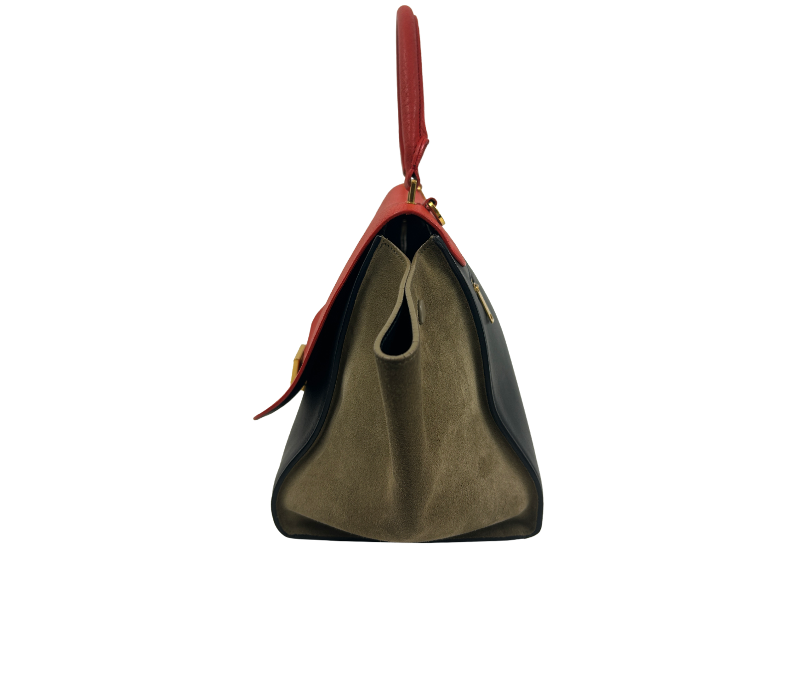 Trapeze Mediano, 650&euro;, Bolso, Beige/Negro/Rojo, Animal - Piel/Cuero - Ante, Vista inferior