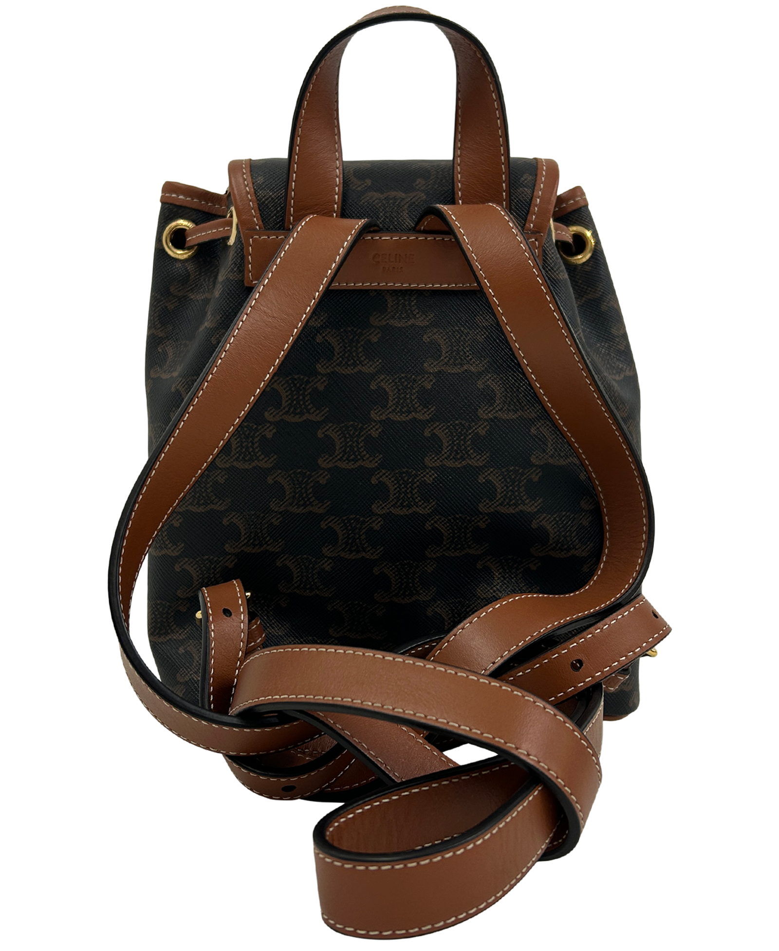 Mochila Folco Mini Triomphe, 690&euro;, Bolso, Marrón, Canvas - General, Vista trasera