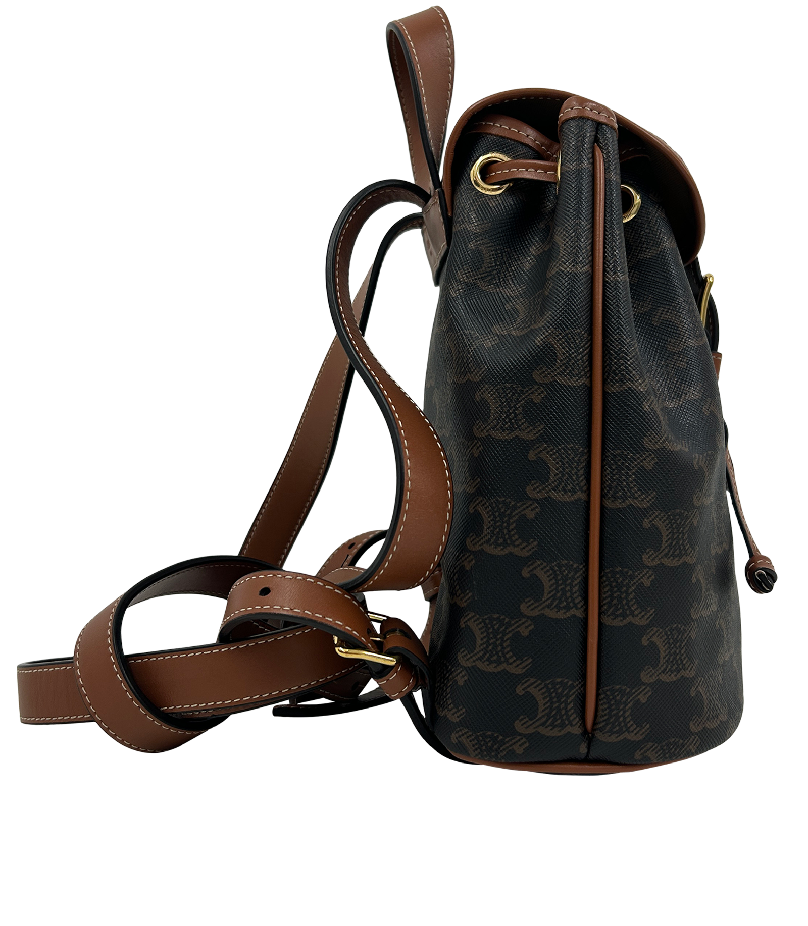 Mochila Folco Mini Triomphe, 690&euro;, Bolso, Marrón, Canvas - General, Vista lateral