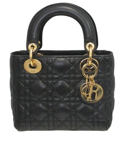 Lady Dior Mini, 2.000&euro;, Bolso, Negro, Animal - Piel, Vista frontal