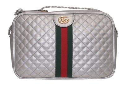 Trapuntata Camera Bandolera, 445&euro;, Bolso, Plata, Animal - Piel, Vista frontal