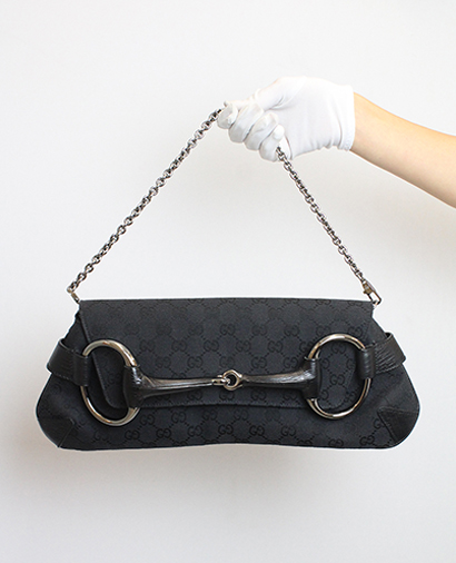 Horsebit Clutch, 220&euro;, Negro, Vista frontal