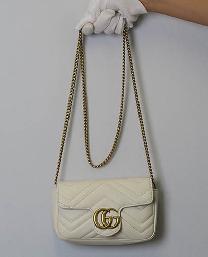 Microbolso GG Marmont, 490&euro;, Blanco, Animal - Piel, Vista frontal