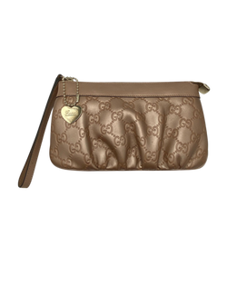 Heart Pochette,GG,Piel,Bronce,224073,DB,BX,4