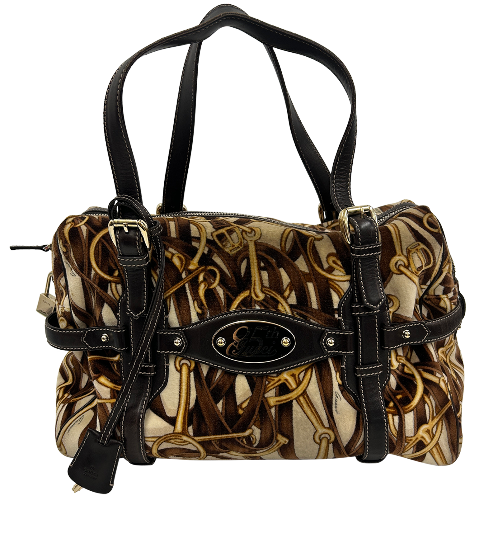 Bowling 85th Anniversary, 420&euro;, Bolso, Beige/Marrón, Animal - Piel/Textil - Terciopelo, Vista trasera
