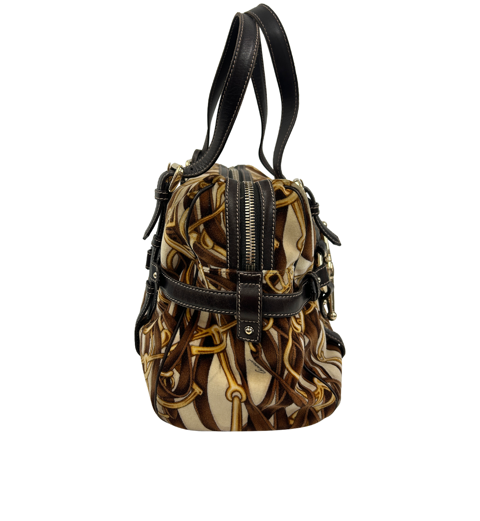 Bowling 85th Anniversary, 420&euro;, Bolso, Beige/Marrón, Animal - Piel/Textil - Terciopelo, Vista lateral