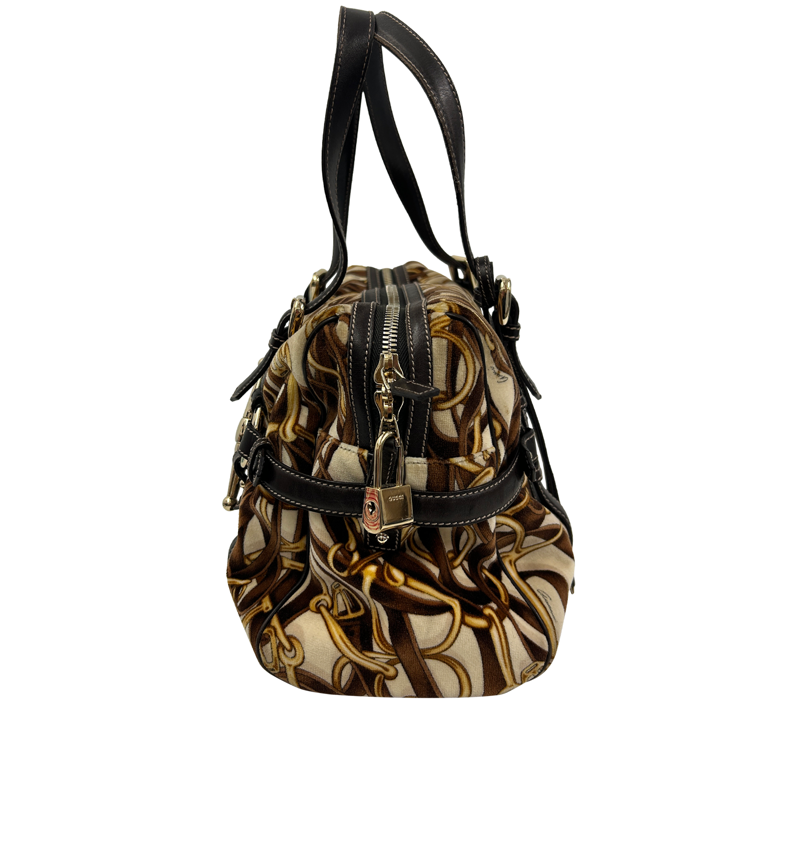 Bowling 85th Anniversary, 420&euro;, Bolso, Beige/Marrón, Animal - Piel/Textil - Terciopelo, Vista inferior
