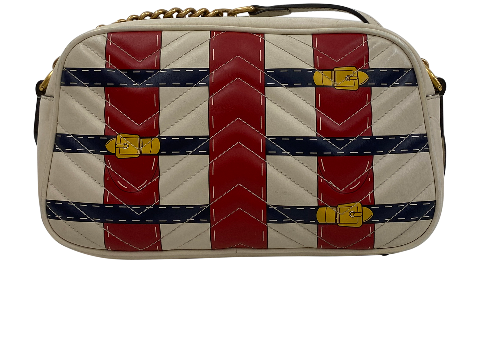 Trompe L`Oleil, 520&euro;, Bolso, Azul/Beige/Rojo, Animal - Piel, Vista trasera