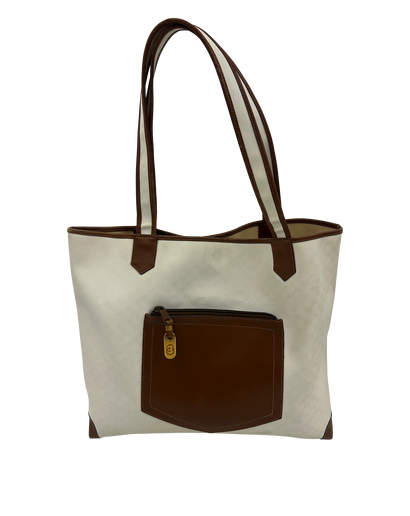 Tote MicroGuccissima Vintage, 320&euro;, Bolso, Blanco/Marrón, Lona - General, Vista frontal