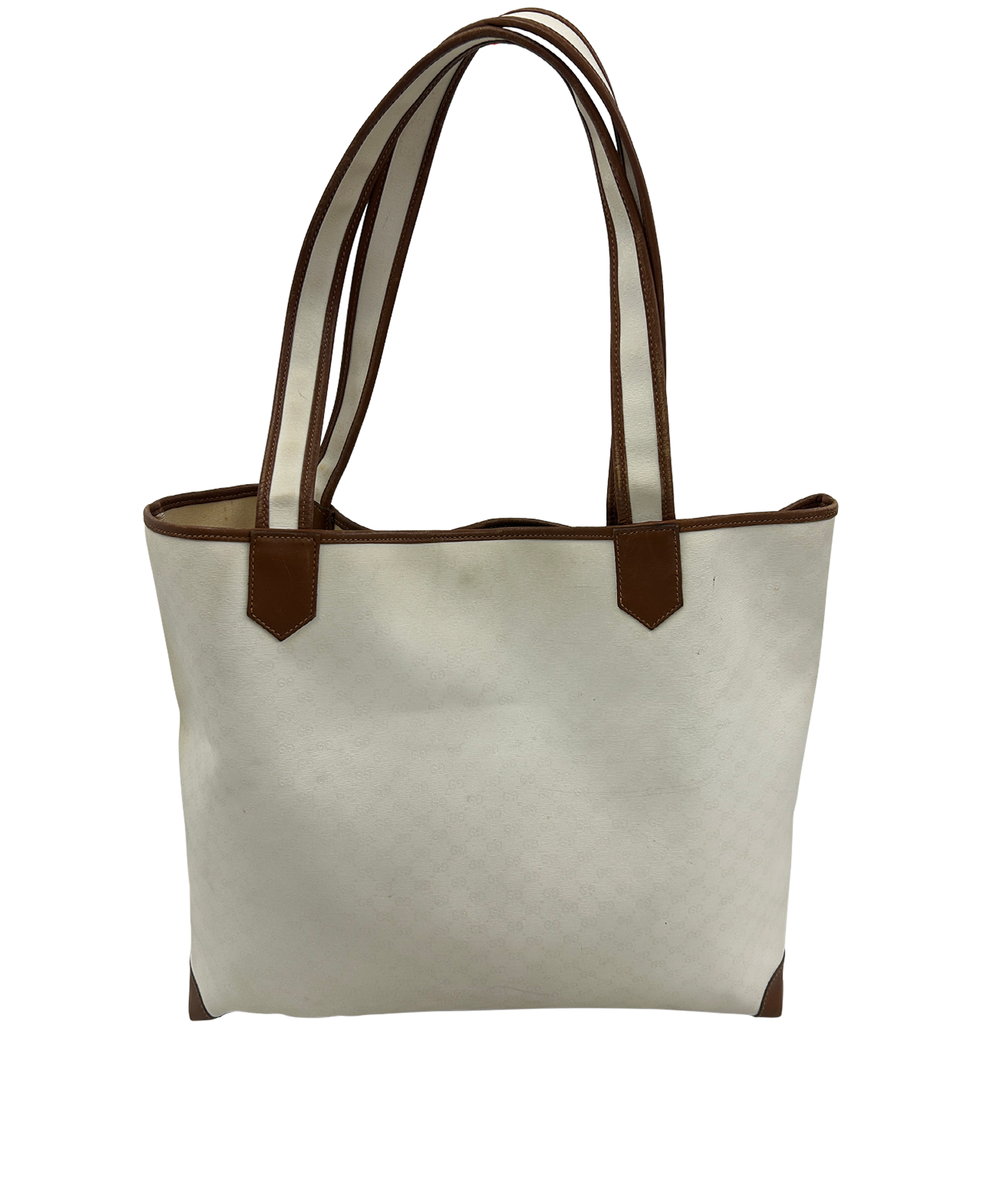 Tote MicroGuccissima Vintage, 320&euro;, Bolso, Blanco/Marrón, Lona - General, Vista trasera