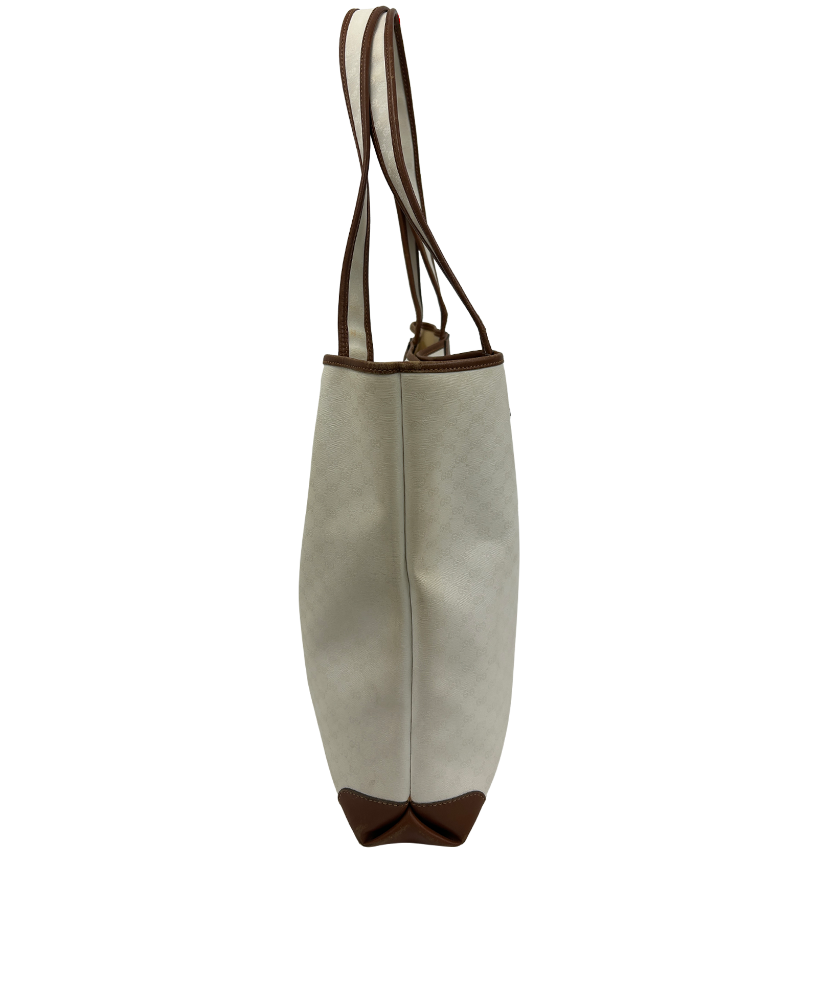 Tote MicroGuccissima Vintage, 320&euro;, Bolso, Blanco/Marrón, Lona - General, Vista inferior
