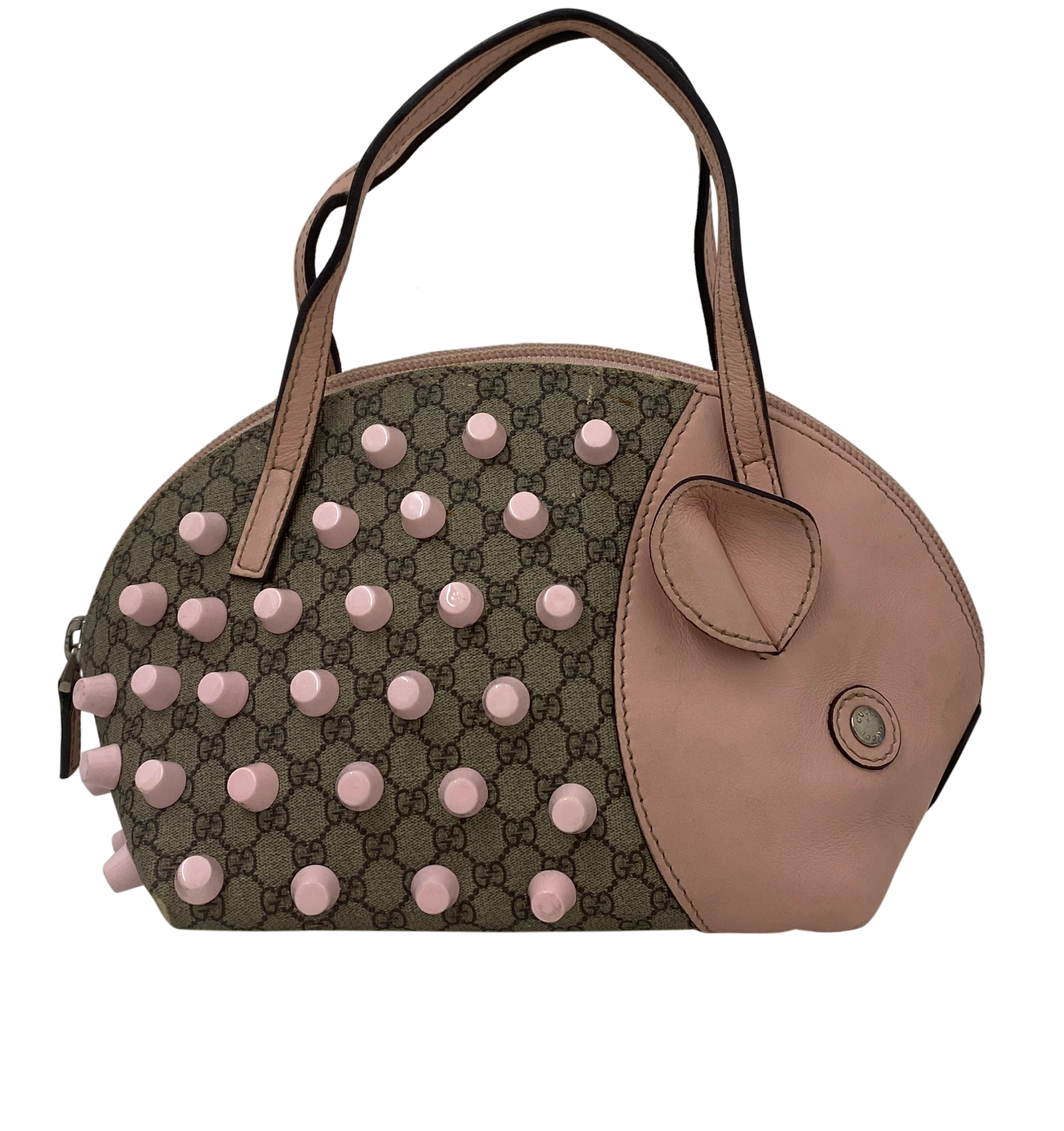 Puerco Espin Bolso Mano, 420&euro;, Bolso, Marrón/Rosa, Animal - Piel, Vista trasera