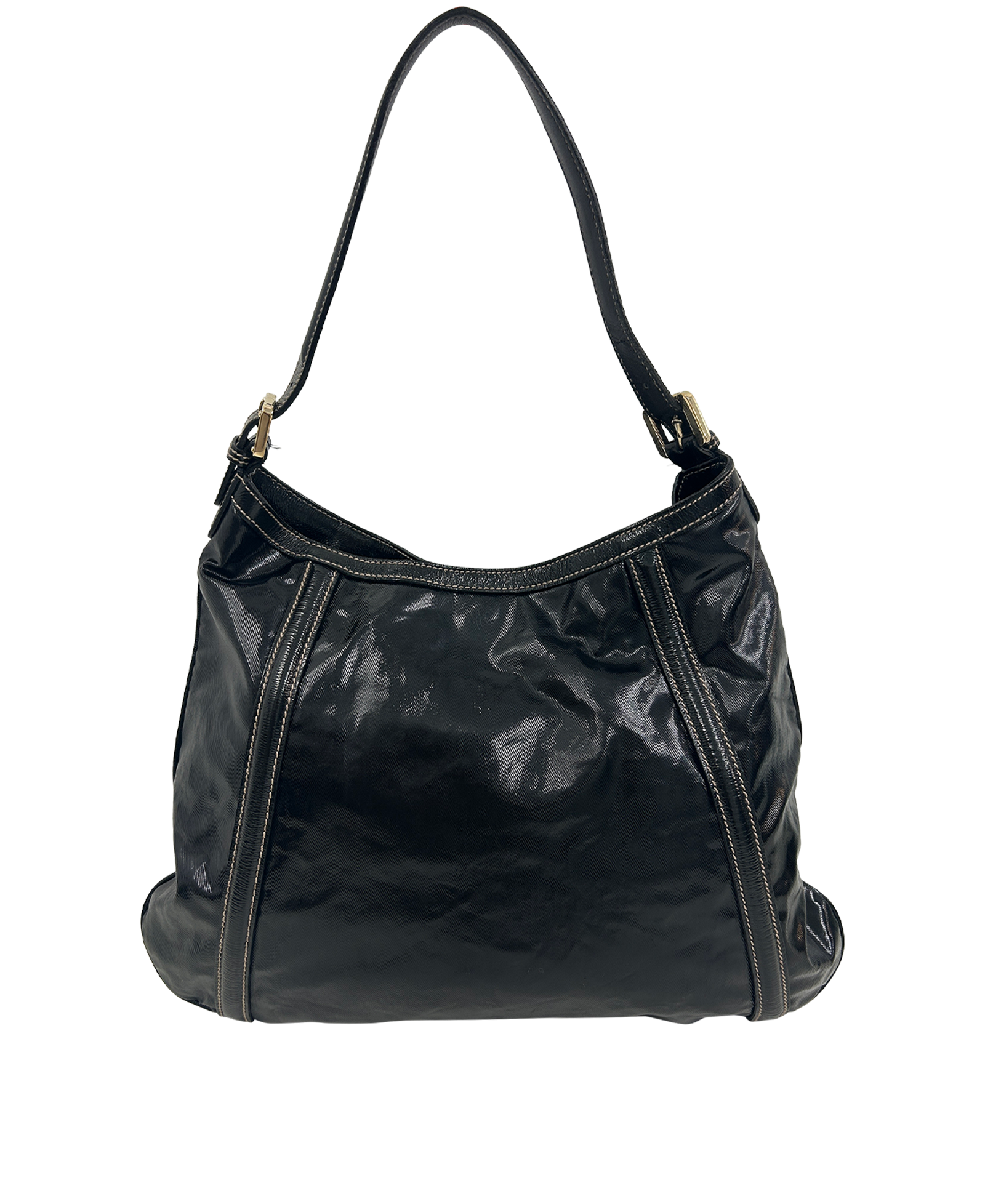 Britte Tote, 560&euro;, Bolso, Negro, Cuero - Charol, Vista trasera