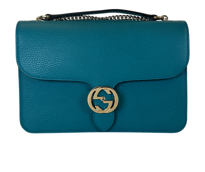 Bandolera Interlocking, 790&euro;, Bolso, Azul, Animal - Piel, Vista frontal
