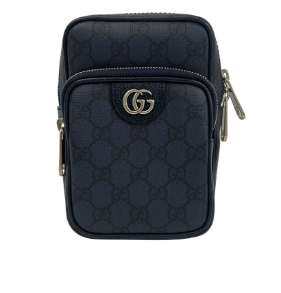 Mini Ophidia Bandolera, 620&euro;, Bolso, Azul, Canvas - General, Vista frontal