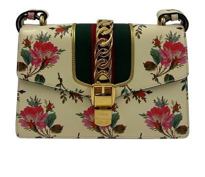Sylvie Flora con Correa, 790€, Bolso, Blanco/Rojo, Animal - Piel, Vista frontal