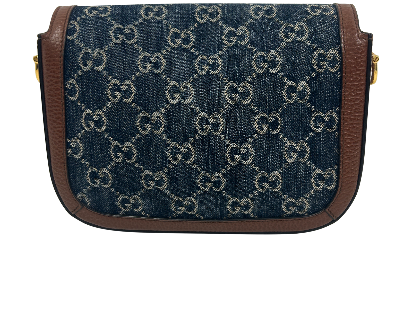 Web Horsebit, 960&euro;, Bolso, Azul/Marrón, Animal - Piel/Textil - Denim, Vista trasera