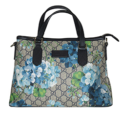 Shopping Bag, Canvas, Blooms, GG, Azul/Gris,486628,DB,4