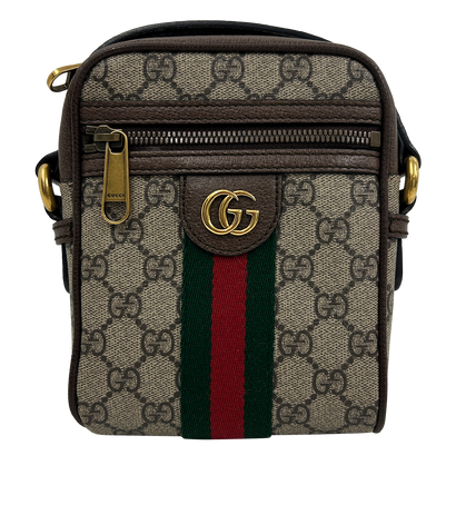 Crossbody Mini Ophidia, 690&euro;, Bolso, Gris, Canvas - General, Vista frontal