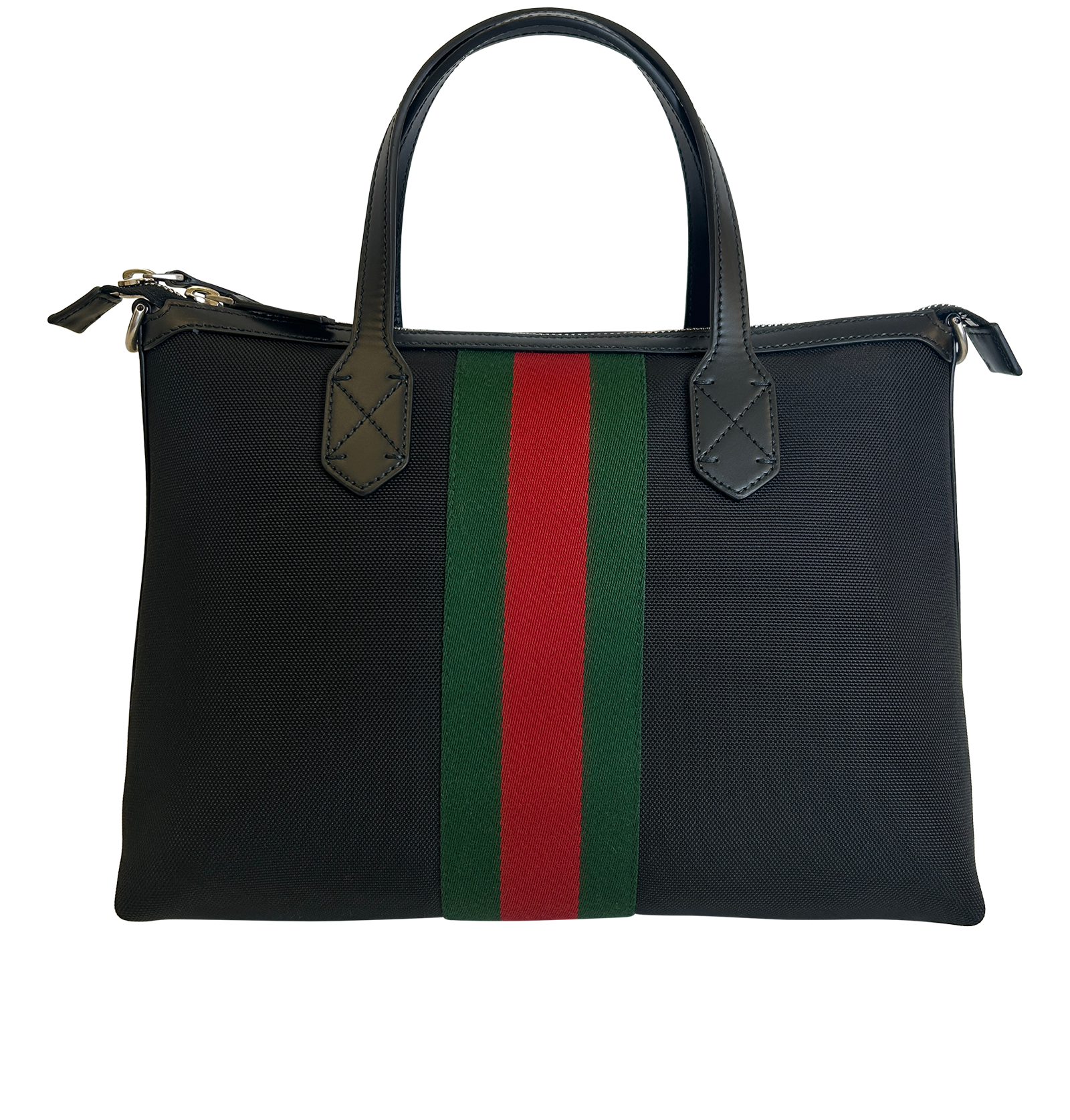 Web Tote Correa, 590&euro;, Bolso, Negro/Rojo/Verde, Lona - General, Vista trasera