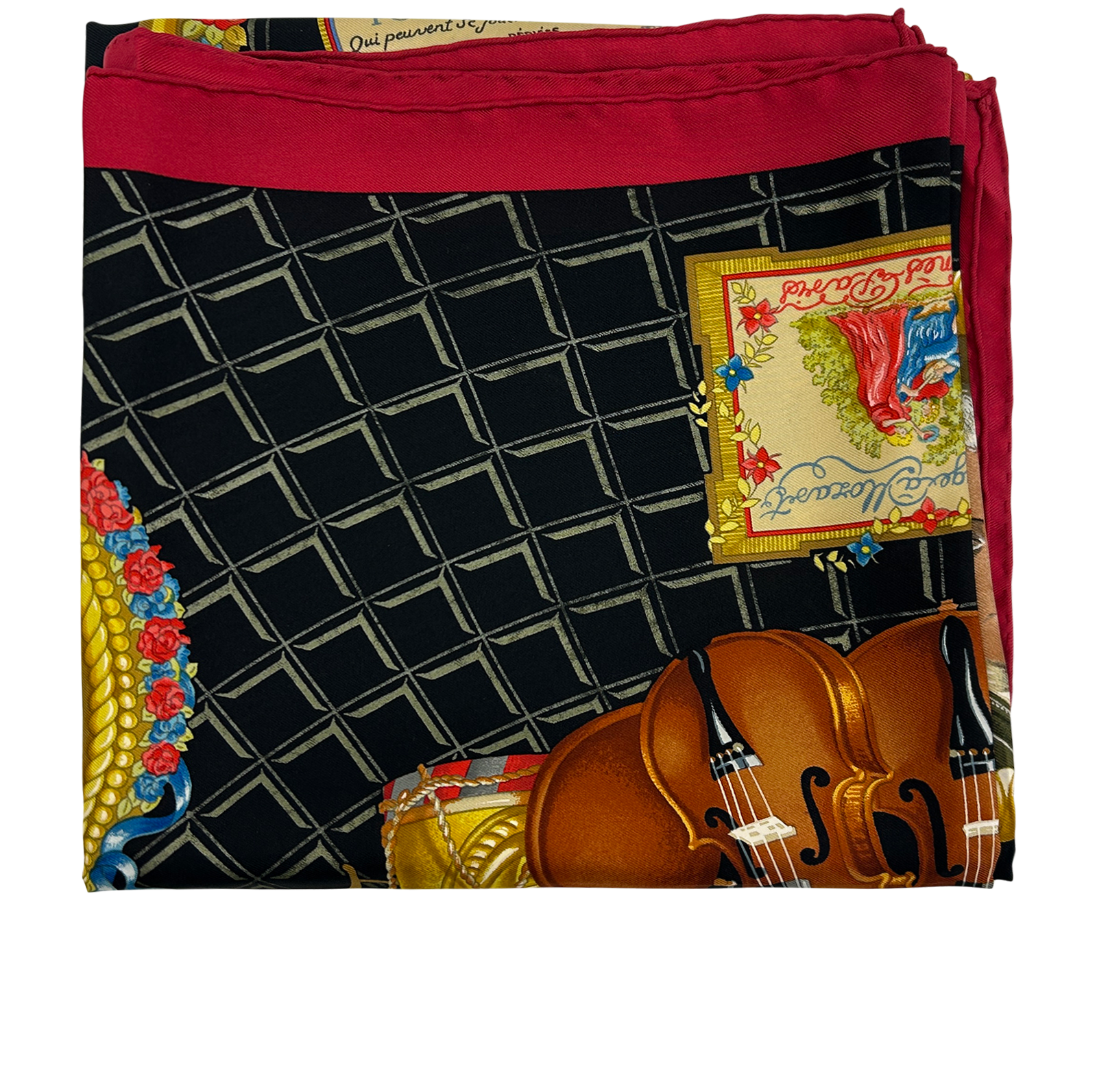 Hermes Pañuelo, 280&euro;, Accesorios, Amarillo/Negro/Rojo, Seda - Satén, Otros tipos de vista