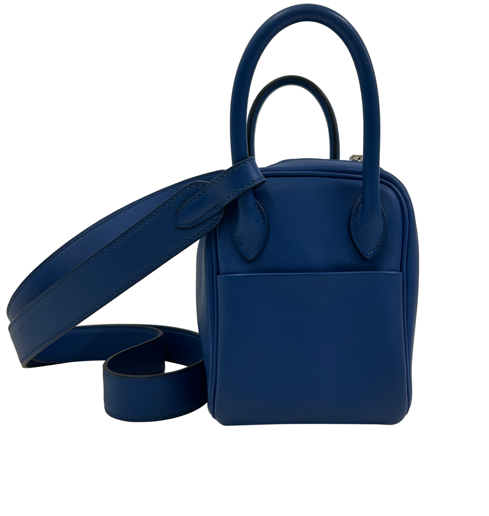 Hermes Mini Lindy  Swift Leather, 7.000&euro;, Bolso, Azul, Animal - Piel, Vista lateral