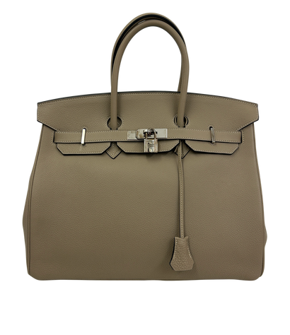 Birkin 35, 15.000€, Bolso, Gris, Animal - Piel, Vista frontal