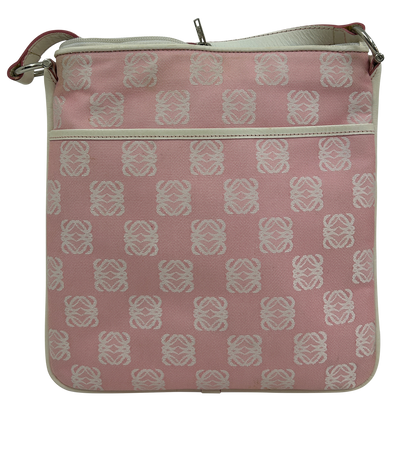 Messenger Logo, 280€, Bolso, Blanco/Rosa, Lona - General, Vista frontal