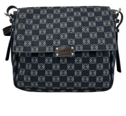 Bandolera Pockets Redonda, 410&euro;, Bolso, Azul/Marrón, Canvas - General, Vista frontal