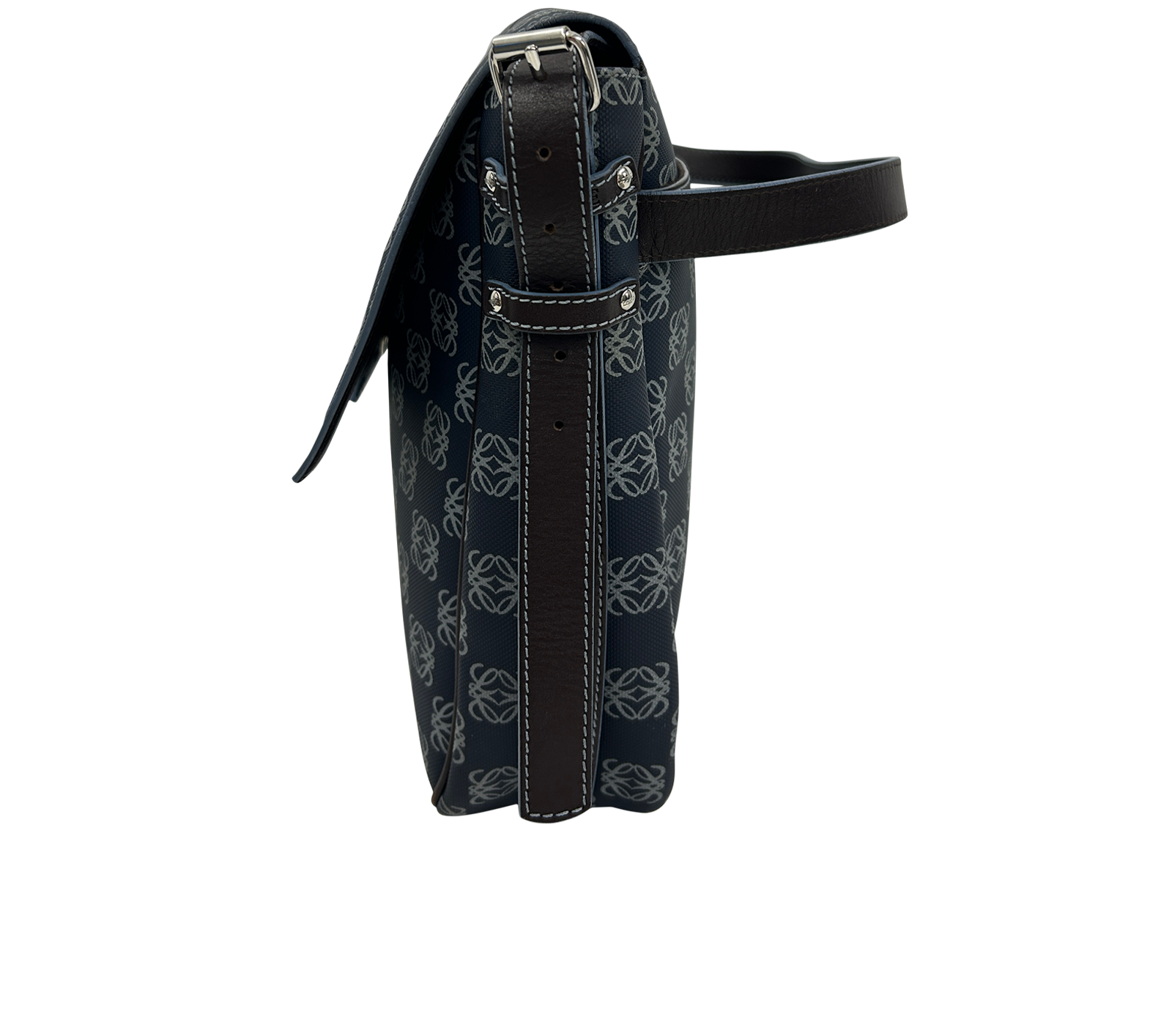 Bandolera Pockets Redonda, 410&euro;, Bolso, Azul/Marrón, Canvas - General, Vista inferior